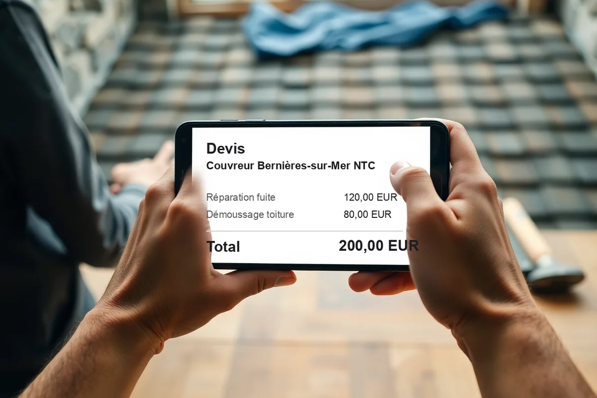 Devis couvreur à Bernières-sur-Mer détaillé et transparent affiché sur smartphone